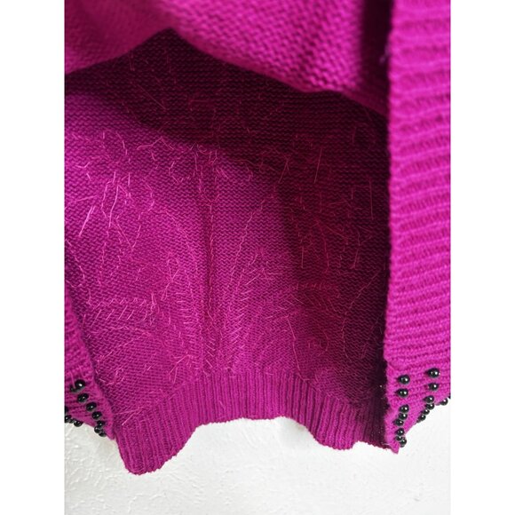 VTG August Max Woman 2X Plus Beaded Hot Pink V-Neck Sweater Ramie/Cotton GUC - Picture 8 of 8
